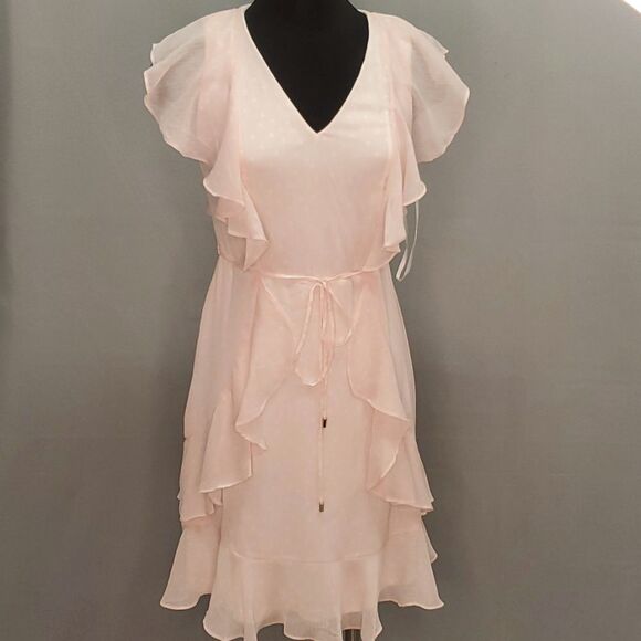 Tommy Hilfiger Polka Dot Petal Rose Organza Dress Size 6 - Picture 1 of 10